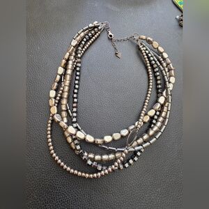 Silpada Multi-Strand Hematite and Metallic Beaded Necklace